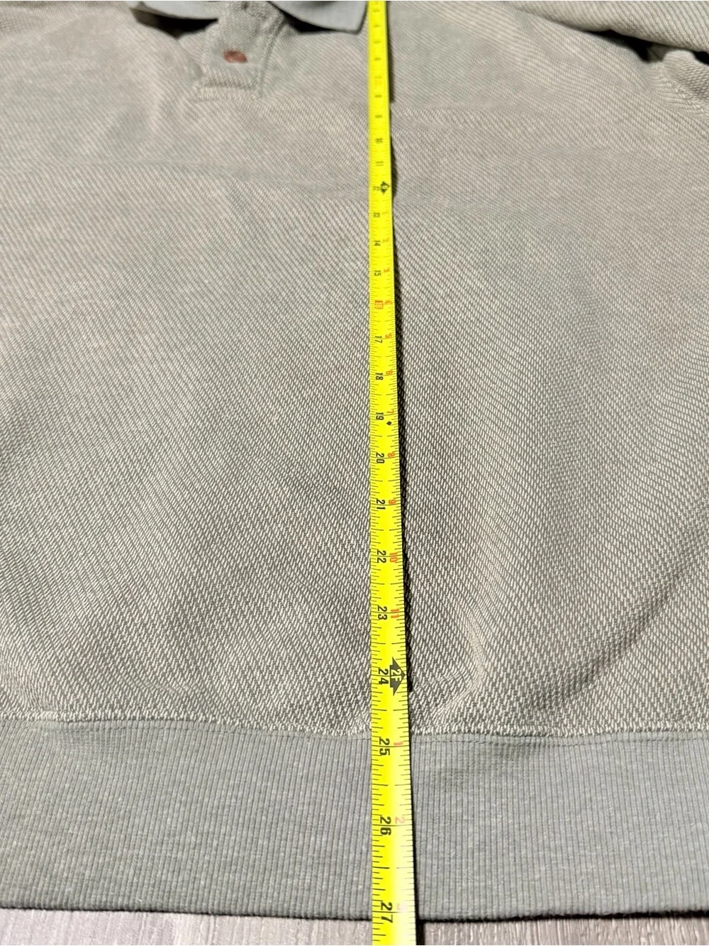 Orvis Men's XL Gray Solid Cotton Blend Long Sleeve Polo Collared Elbow Patch